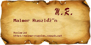 Malmer Ruszlán névjegykártya